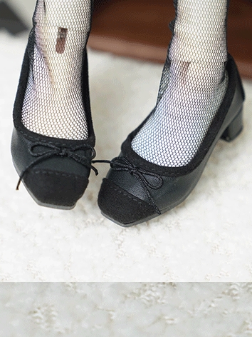 BJD Shoes Female Black Low Heel Shoes for MSD Size Ball-jointed Doll