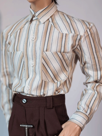 BJD Clothes Male Stripe Shirt for YC76 ID75 Muscle75 70cm Size Ball-jointed Doll