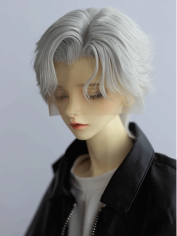 BJD Wig Boy Gray White High Temperature Short Style Wig for SD Size Ball Jointed Doll