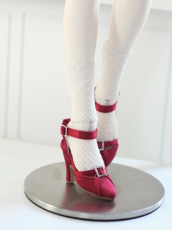 BJD Shoes Girl Dark Red Sat...