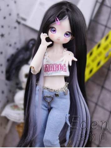 BJD Female Basic Black Blue Wig Soft Long Hair for SD MSD YOSD Size Ball-jointed Doll