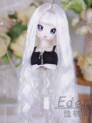 BJD Female White Wig High Temperature Soft Long Curly Hair for SD MSD YOSD Size Ball-jointed Doll