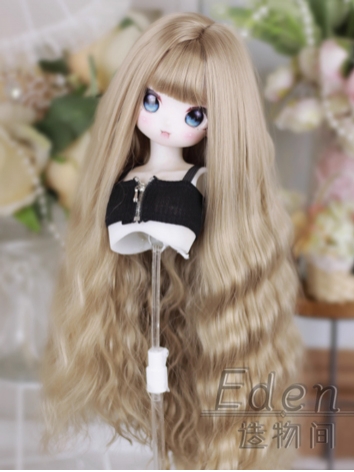 BJD Female Gold Brown Wig High Temperature Soft Long Curly Hair for SD MSD YOSD Size Ball-jointed Doll