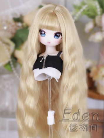 BJD Female Gold Wig High Temperature Soft Long Curly Hair for SD MSD YOSD Size Ball-jointed Doll