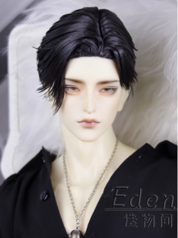 BJD Male Black Style Wig High Temperature Soft Short Hair for SD Size Ball-jointed Doll