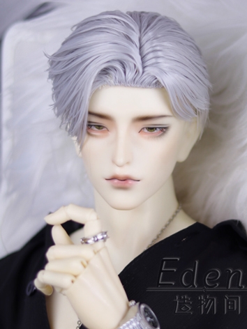 BJD Male Silver White Style Wig High Temperature Soft Short Hair for SD Size Ball-jointed Doll