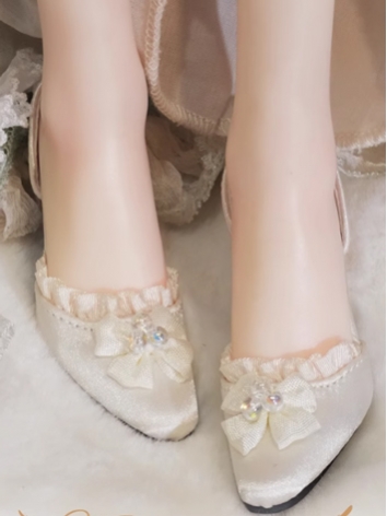 BJD Shoes Square Toe Retro Style High Heel Shoes (white)- Early Morning SH324122Z for Ball Jointed Doll