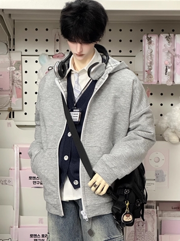 BJD Clothes Boy Gray White Plaid Coat for 75cm Ball-jointed Doll