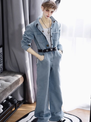 BJD Clothes Boy Blue Denim Jumpsuit for ID75 RS76 DFA75 Ball-jointed Doll