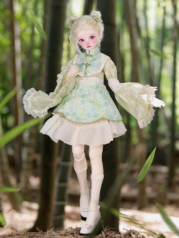 BJD Clothes Girl 【Qing He】Green Ancient Style Dress Suit for MSD Size Ball-jointed Doll