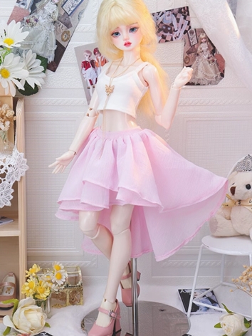 BJD Clothes Girl White Pink Dress Suits for MSD Size Ball-jointed Doll