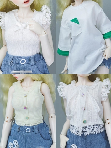 BJD Clothes Girl White T-shirt for MSD Size Ball-jointed Doll