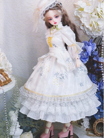 BJD Clothes Girl White Court Style Dress Suits for MSD Size Ball-jointed Doll