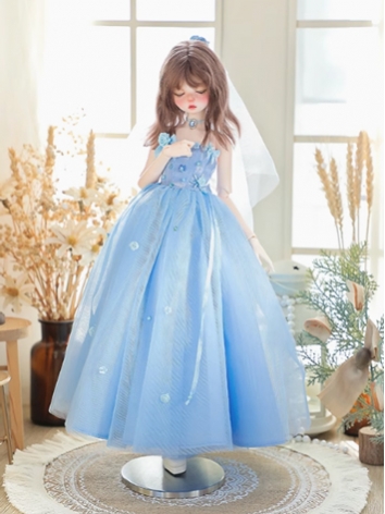 BJD Clothes Girl Blue Gauze Princess Dress for MSD Size Ball-jointed Doll