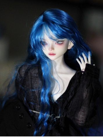 BJD Female Wig Mohair Sea Blue Curly Hair for YOSD MSD SD Size Ball Jointed Doll