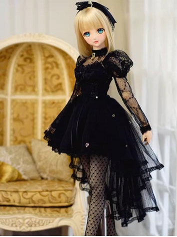 BJD Clothes Girl Gothic Style Black White Sweet Cute Dress Suits for DD SDGR AS58/62 Size Ball-jointed Doll