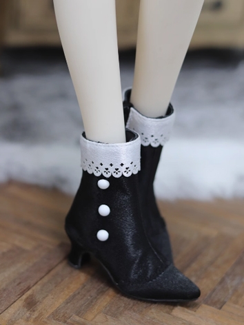 BJD Shoes Girl Black Lace L...