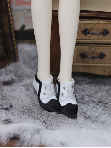 BJD Shoes Girl Black White Point Toe High Heel Shoes for SD Size Ball Jointed Doll