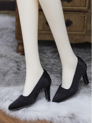 BJD Shoes Girl Black Point Toe High Heel Simple Shoes for SD Size Ball Jointed Doll