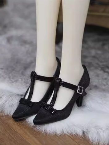 BJD Shoes Girl Black T Bandage Shoes for SD DD SDGR SD16 Size Ball Jointed Doll