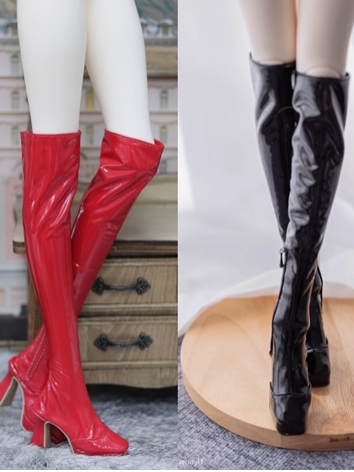 BJD Shoes Girl Black Red Long Boots for AS62/SD16/IMPL Size Ball Jointed Doll