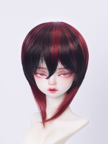 BJD Wig Black Wine Wolf Tail Soft Hair for SD Size Ball-jointed Doll