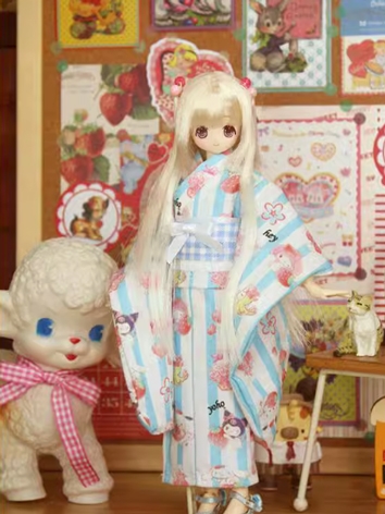 BJD Clothes Girl Blue Kimono Dress for OB27/OB25/OB24/OB23/OB22/OB21/Blythe/Licca Size Ball-jointed Doll