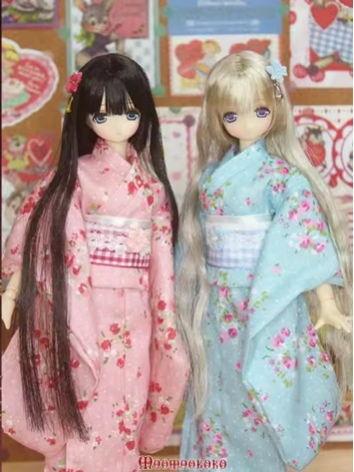 BJD Clothes Girl Blue Pink Kimono Dress for OB27/OB25/OB24/OB23/OB22/OB21/Blythe/Licca Size Ball-jointed Doll