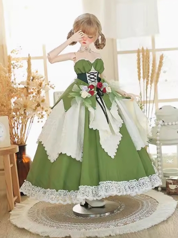 BJD Clothes Girl Green Dres...