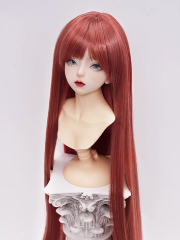 BJD Wig Girl Brick Red High...